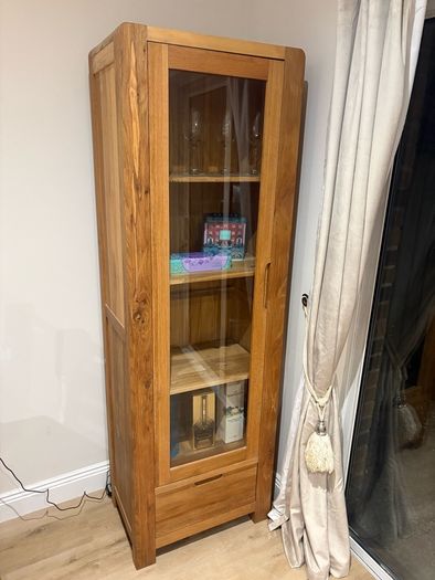 Solid Oak Display Cabinet with Glass Door