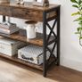 _Console table, hall table with 2 drawers, side table, coffee table with 3 levels, steel frame, X-shaped struts, for hallway, living room, industrial design, vintage brown-black Image 5