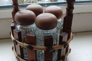 Cute Vintage Herb Jars Basket