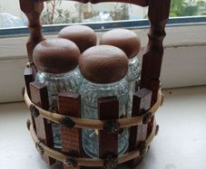 Cute Vintage Herb Jars Basket