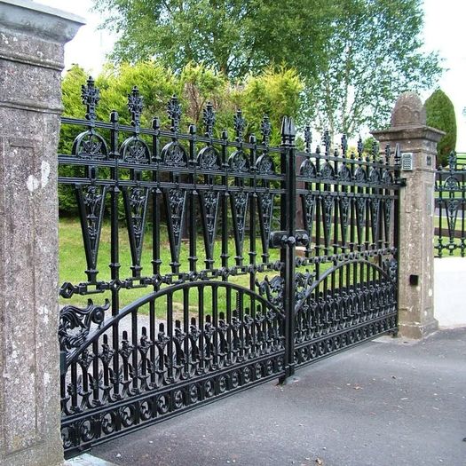 Set of brand new solid cast iron gates with posts