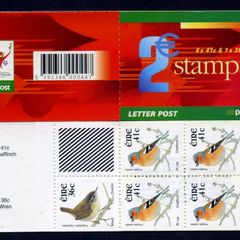 2002 Ireland Definitive Stamp Booklet (only source of 36c Wren) Mint Never Hinged (NH). Hibernian HB102