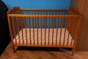 Large Brown Baby Cot + Mattress | Great Condition