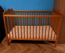 Large Brown Baby Cot + Mattress | Great Condition