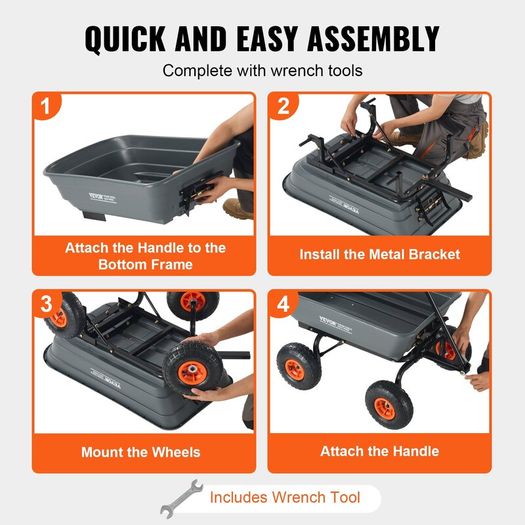 Garden Dump Cart 600 lb with 10in Tyres