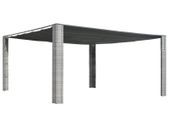 Gazebo with Sliding Roof Poly Rattan 400x400x200 cm Grey and Anthracite