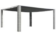 Gazebo with Sliding Roof Poly Rattan 400x400x200 cm Grey and Anthracite