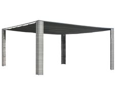 Gazebo with Sliding Roof Poly Rattan 400x400x200 cm Grey and Anthracite