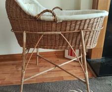 Moses basket, Stand. blanket and mattresses.