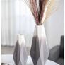 Grey White Vase for Flowers, Set of 2 Modern Ceramic Vases for Pampas Grass, Geometric Decorative Pottery Vase for Home Decor, Living Room, Bedroom, Table, Mantel, 28cm/22cm Image 5