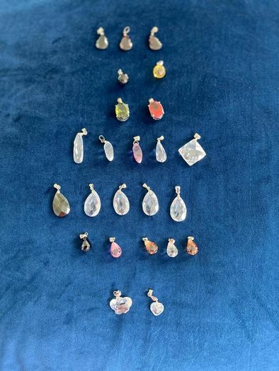 24 Vintage Faceted Crystal Pendants, Assorted Colours & Shapes, Jewellery Making Components