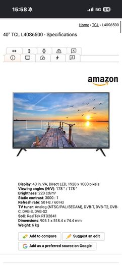 TCL 40" smart tv