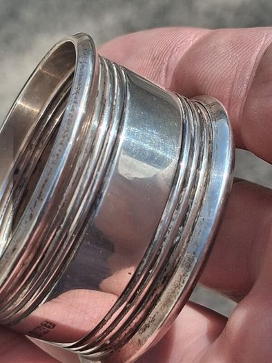 5 X Sterling Silver Napkin Rings With Vintage Leather Case