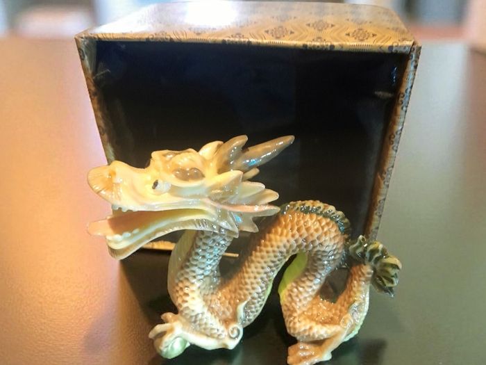 Vintage Chinese ceramic dragon in box Ackerman