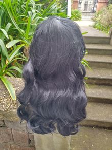 Sexy black curly wig for crossdresser