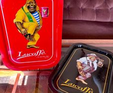 Two Bright Rectangular Lucaffe Nero Trays Featuring Mr Exclusive