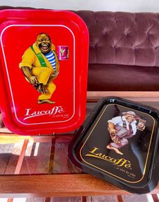 Two Bright Rectangular Lucaffe Nero Trays Featuring Mr Exclusive