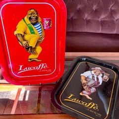 Two Bright Rectangular Lucaffe Nero Trays Featuring Mr Exclusive