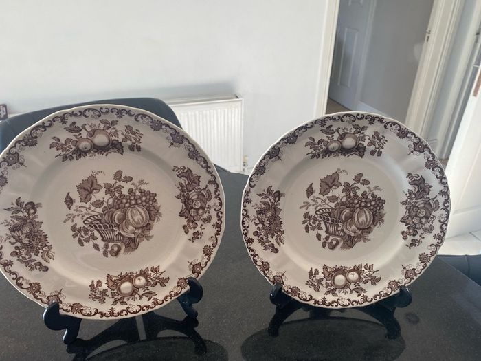 Pair of 9 inch fruit basket plates by masons