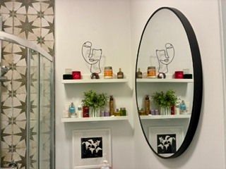 Large round mirror - black frame