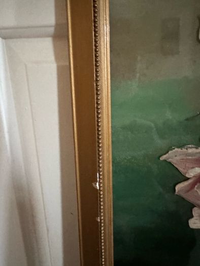 Antique Reverse and Surface Painted Glass Still Life of Roses