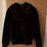 Pretty Little Thing black Faux Fur hooded half-zip Jacket, Size 10 Image 3