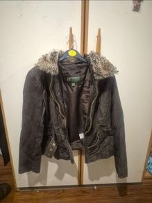 Hidepark Leather Jacket With Detatchable Fur And Adjustable Belt