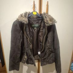 Hidepark Leather Jacket With Detatchable Fur And Adjustable Belt
