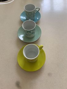 Espresso coffee cups & saucers x 3
