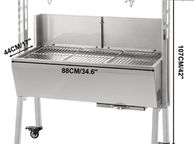 main image for ad 25W W Baffle 132LBS Electric Roaster Grill 2 in 1 BBQ Rotisserie Grill W/ Lockable Wheels for Roasting Sheep, Turkey, Beef, Fish