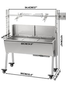 25W W Baffle 132LBS Electric Roaster Grill 2 in 1 BBQ Rotisserie Grill W/ Lockable Wheels for Roasting Sheep, Turkey, Beef, Fish