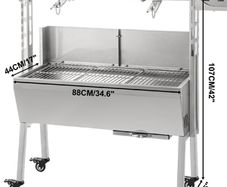 25W W Baffle 132LBS Electric Roaster Grill 2 in 1 BBQ Rotisserie Grill W/ Lockable Wheels for Roasting Sheep, Turkey, Beef, Fish