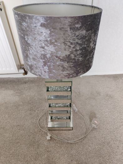 Silver lamp diamonte design