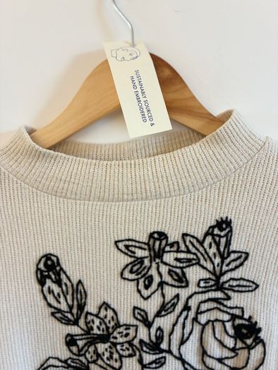 Hand embroidered Zara knit top