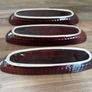 Nice Older Set of 3 Stoneware Boiled Corn Holders Brown & Cream Image 3
