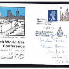 1976 England 13th World Gas Conference Stamp Cover