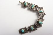 Vintage Egyptian silver tone scarab bracelet