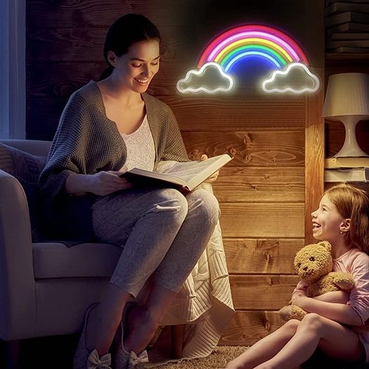 Rainbow LED Neon Light Sign USB Powered 40 x 20cm with Switch Acrylic Neon Wall Light Signs for Bedroom,Living Room,Teen Boys & Grils Game Room Decor (FREE POSTAGE)