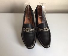 Garten Ladies Black and silver Leather upper and Lined Court shoes Eu 40 Uk 6.5