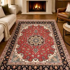 Fine Persian Tabriz Wool and Silk Hand Knotted Rug Carpet