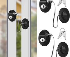 2 PCS Fridge Locks Cupboard Locks for Children, Child Locks for Children with Keys, Black Child Safety Cupboard Locks, Baby Door Safety Locks with Sturdy Wire Rope for Household and Office