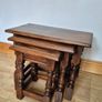 Vintage Old Charm Solid Oak Nest of 3 Tables  Tudor Style Wood Bros Image 2