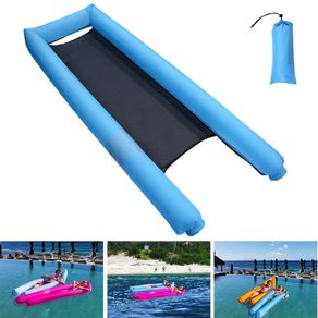 Inflatable Floating Bed, Portable Floating Water Hammock for Adults and Kids, Quick Inflate, No Needed Pump,Swimming Pool Pool Lounger Beach Mat 3 Colours(blue)
