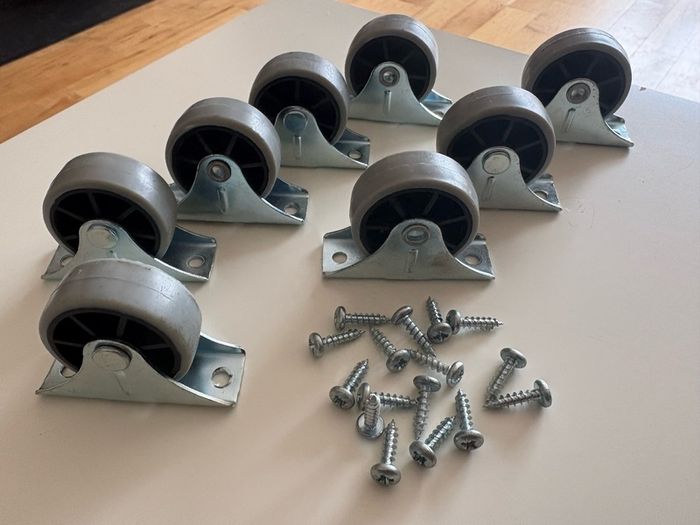 x8 Universal Divan Bed Cabinet Drawers Castor Wheels, non-swivel castors suitable for various furniture items like beds and drawers
