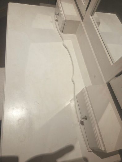 Classic White Dressing Table Set with 2 Bedside Lockers & Stool