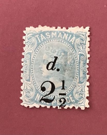 Tasmania 1891 2.5d on 9d Pale Blue Sg.169