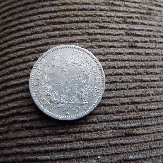 France 1873 A.5 Francs.90% Silver. Good very Fine.