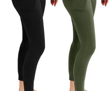 2 Pack Gym Leggings for Women High Waist Opaque Leggings with Pockets for Workout Sport Yoga Running