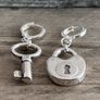 Silver Plated Padlock and Key Earrings Image 3