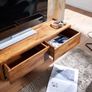 Solid Wood Floating TV Unit Wall Mounted TV Cabinet, Modern Entertainment Console Image 4